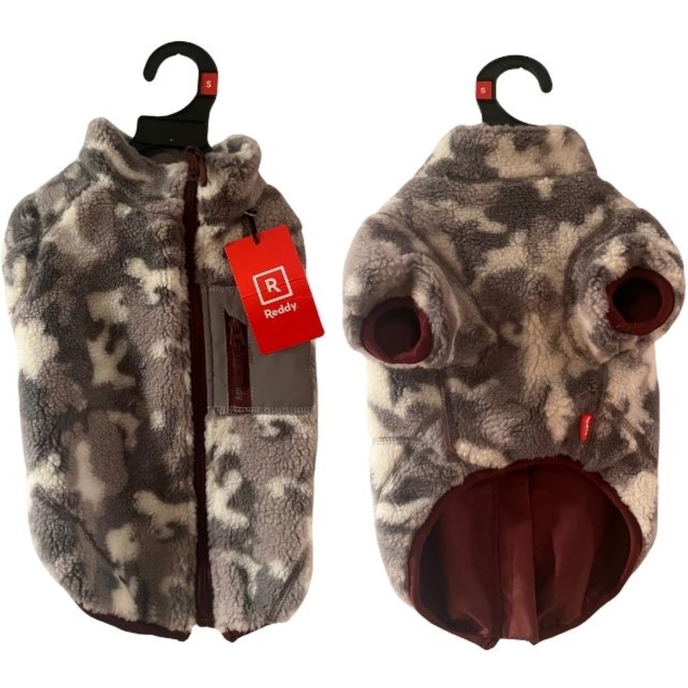 Reddy Grey Camo Faux-Shearling Reversible Dog Jacket 1 M and 1 L